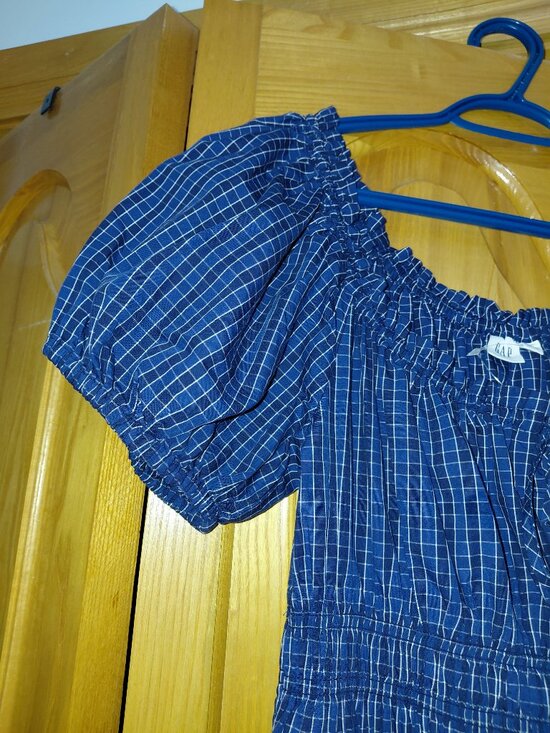 Blue gingham maxi dress Gap - Picture 4 of 7